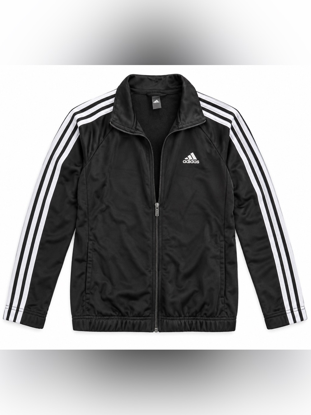 Adidas Black White 3 Stripe Full Zip Track Jacket Athletic Sportswear / Medium